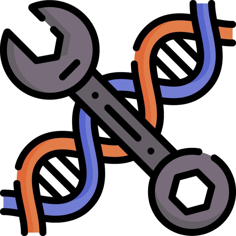 Dna repair tool and dna strand illustration vector
