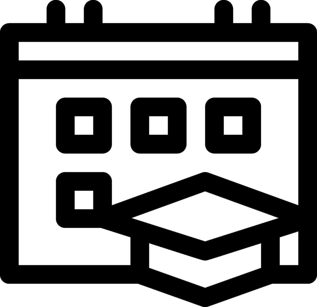 A calendar icon with a hat and a graduation cap vector
