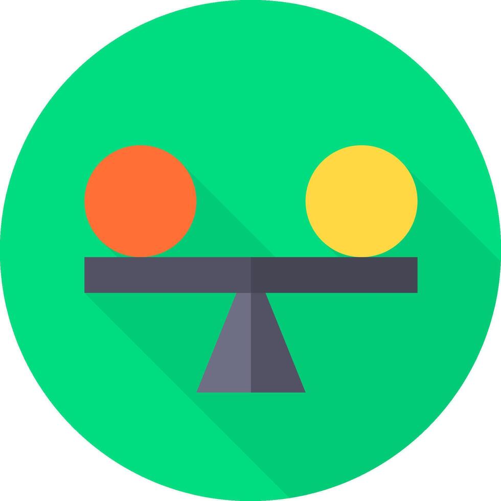 A balance scale with two orange balls on it vector
