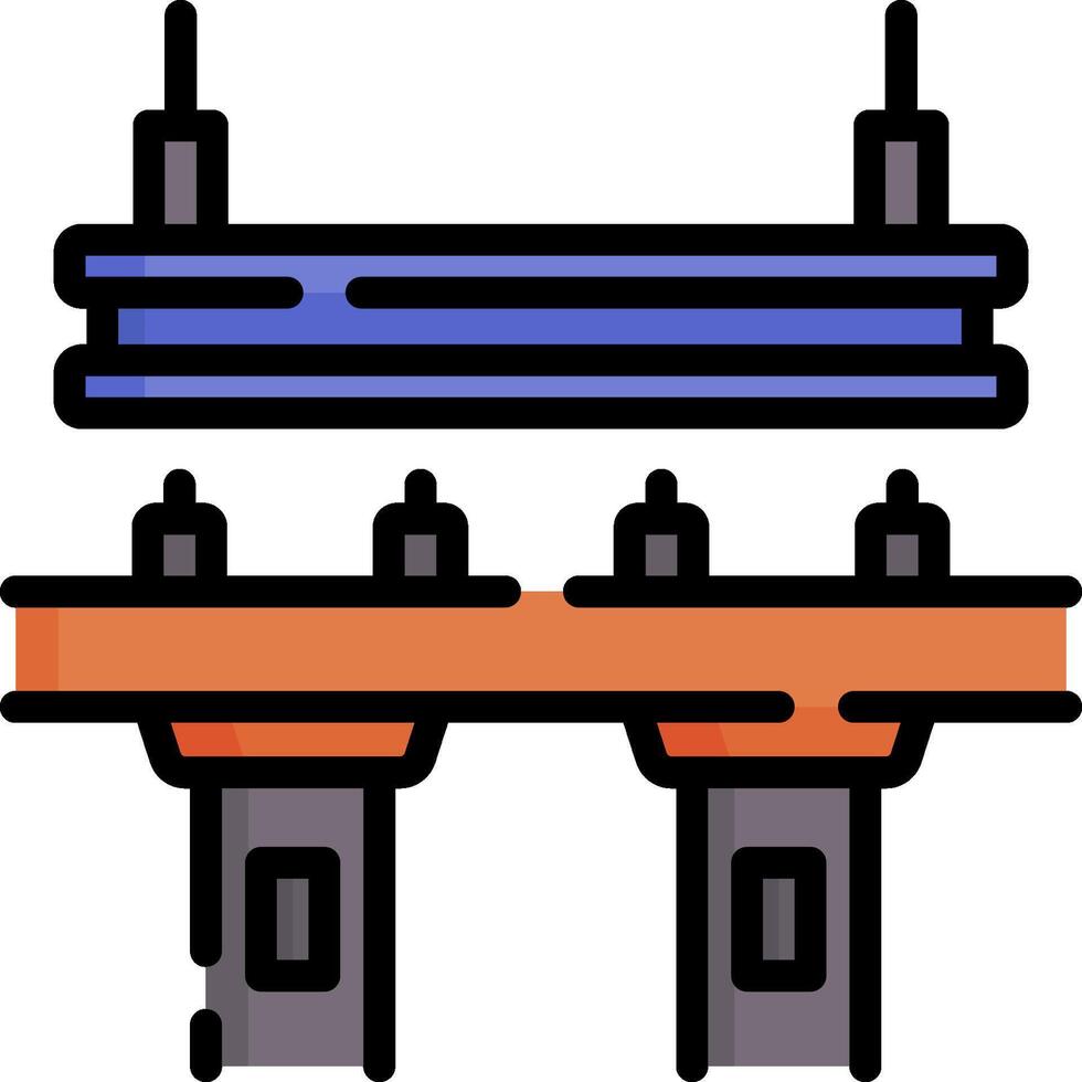 A blue and orange tower with two pipes on top vector