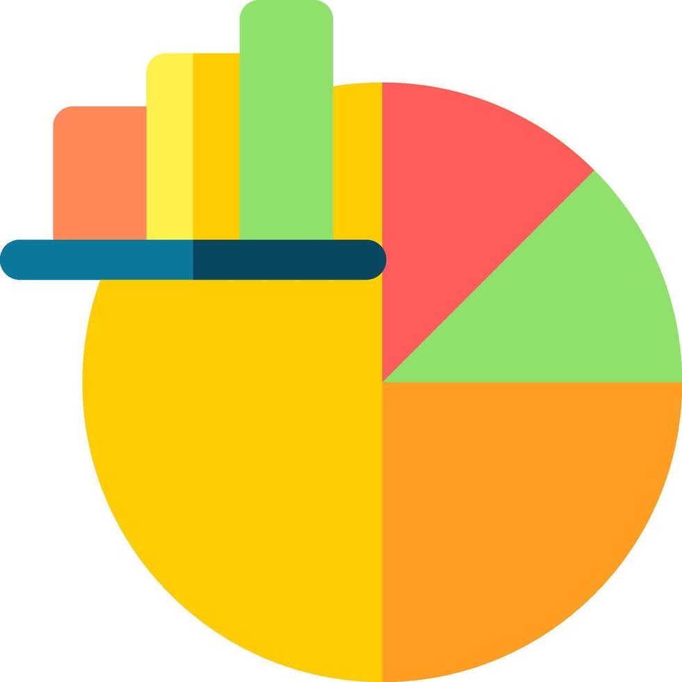 A pie chart with a bar chart on top vector