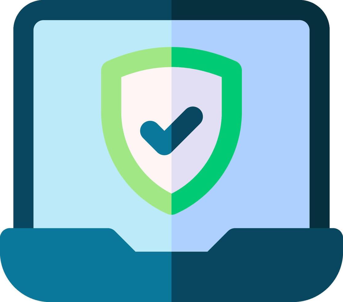 A laptop with a shield icon on it vector