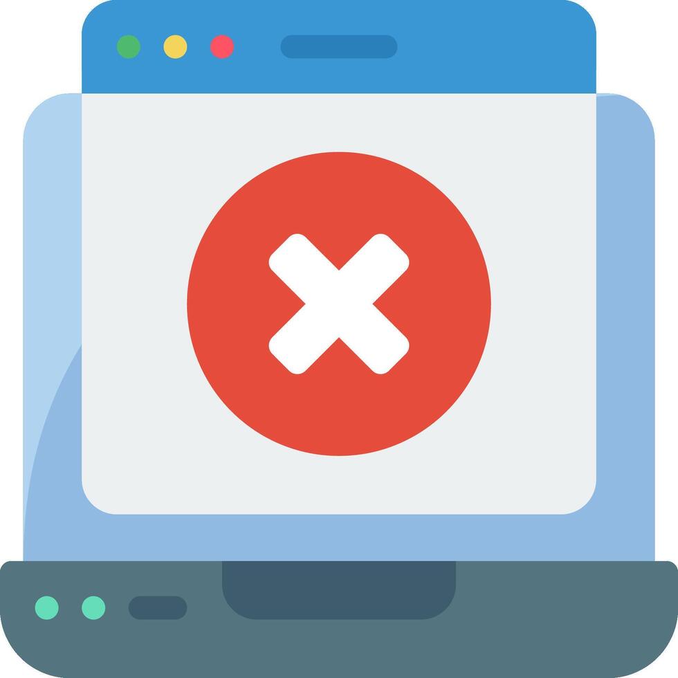 A computer with an x mark on it vector