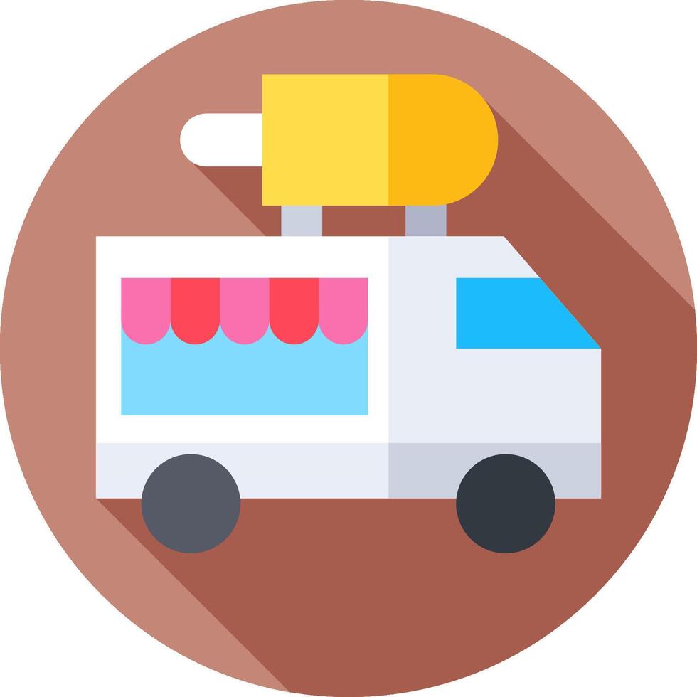 Ice cream truck flat icon illustration vector