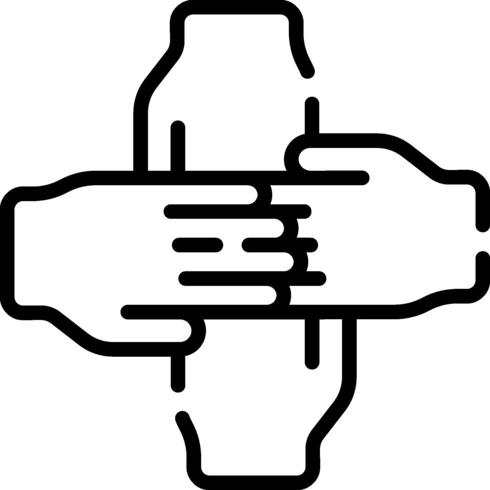 A black and white illustration of two hands holding each other vector