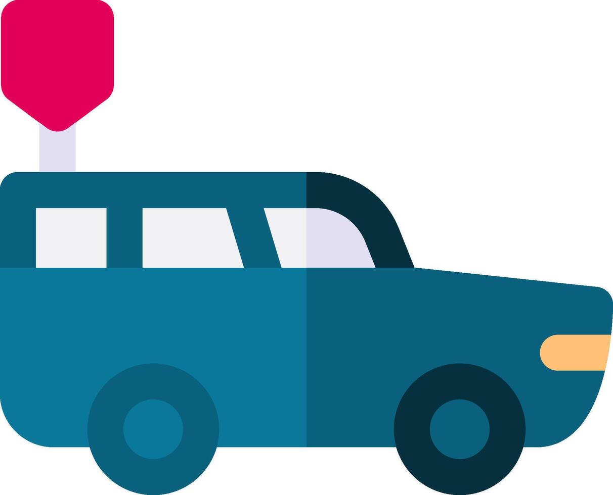 A blue car with a pink balloon on top vector