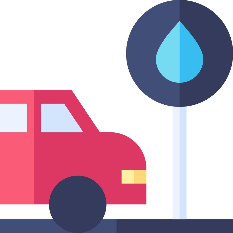 A car is parked next to a water drop vector