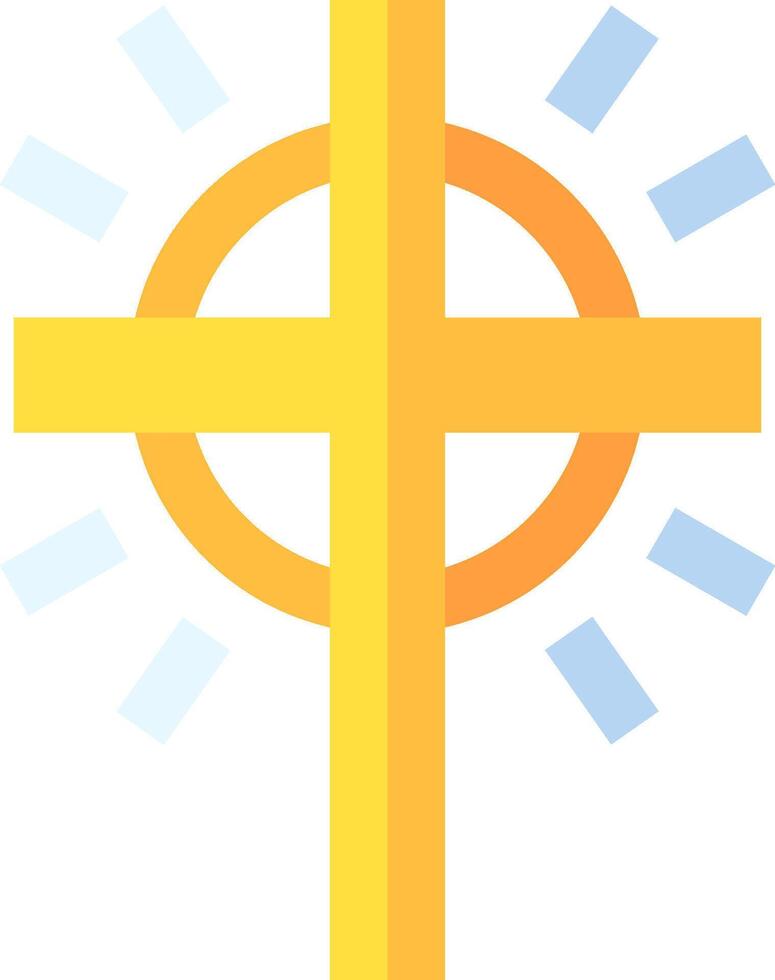 A cross with rays of light around it vector