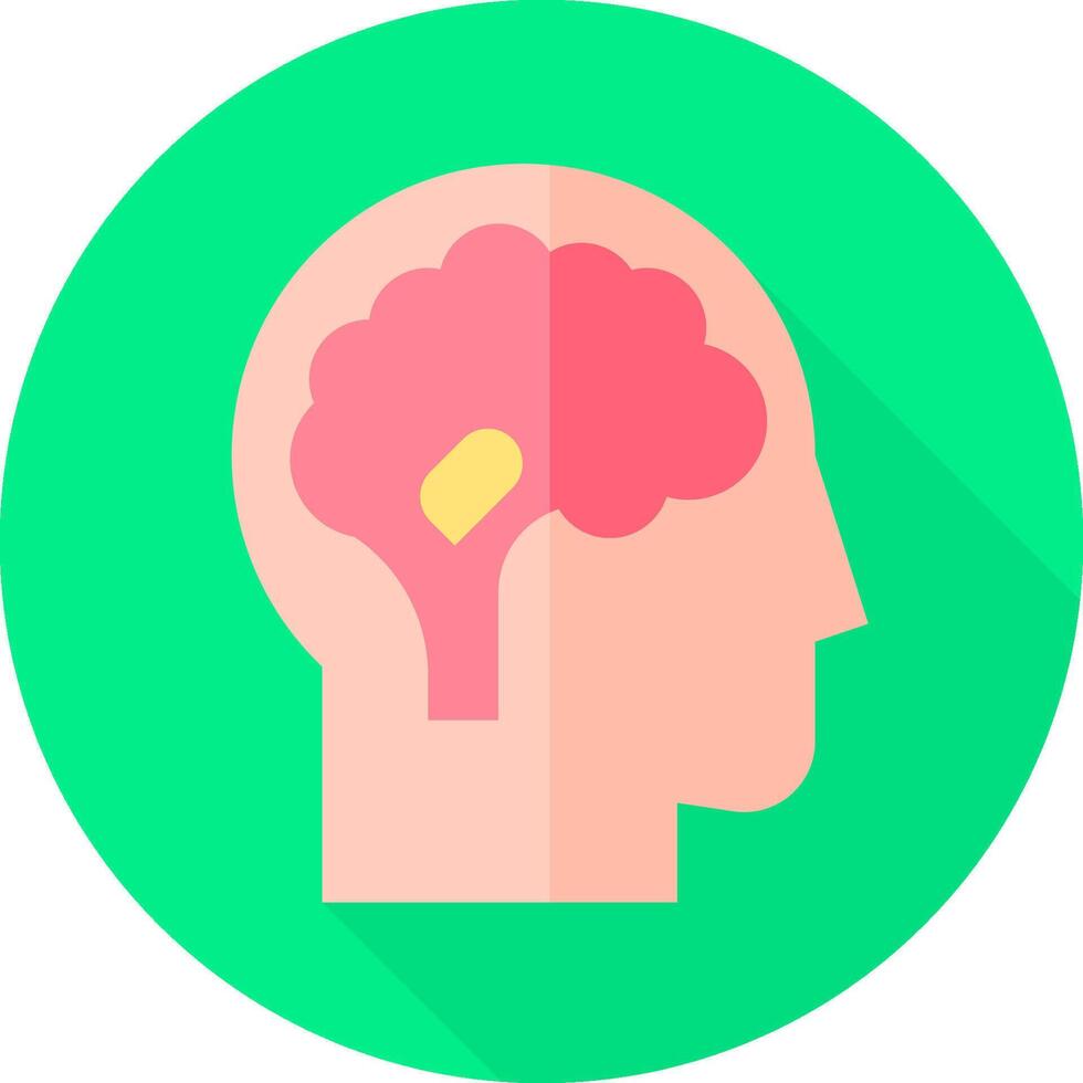 A flat icon of a brain with a yellow spot vector