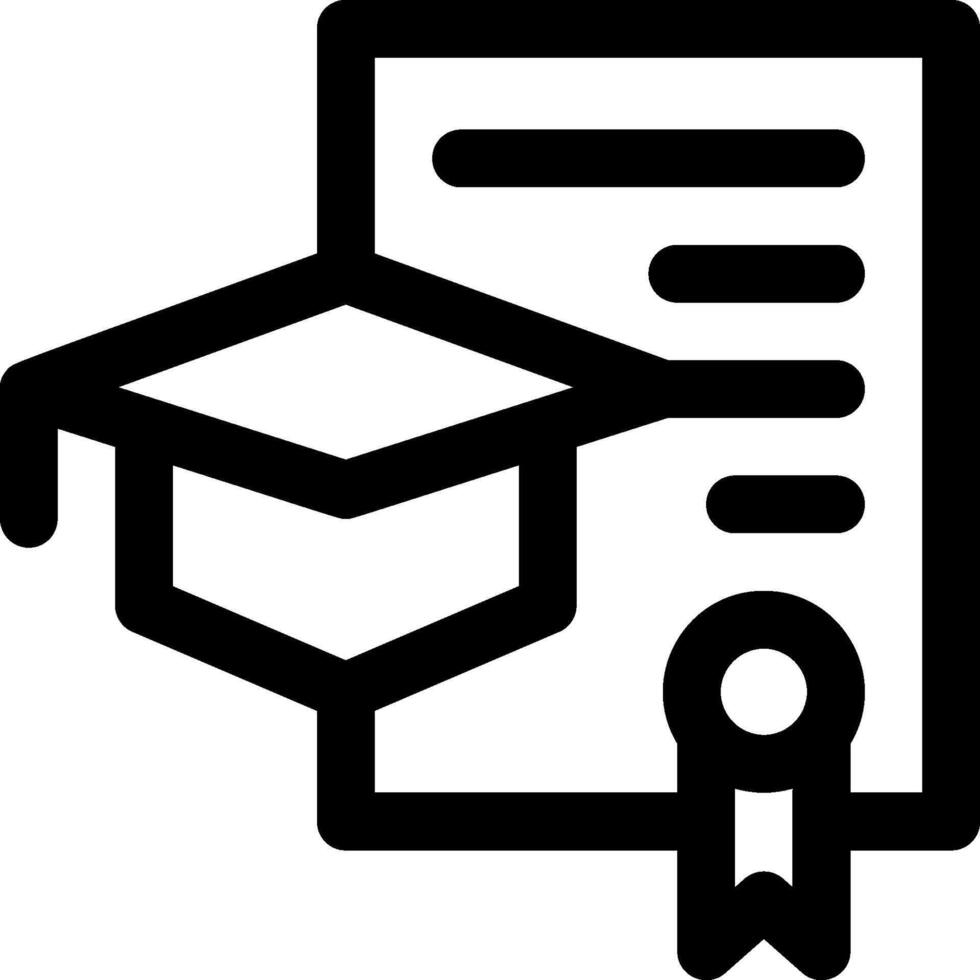 A black and white image of a graduation cap and diploma vector