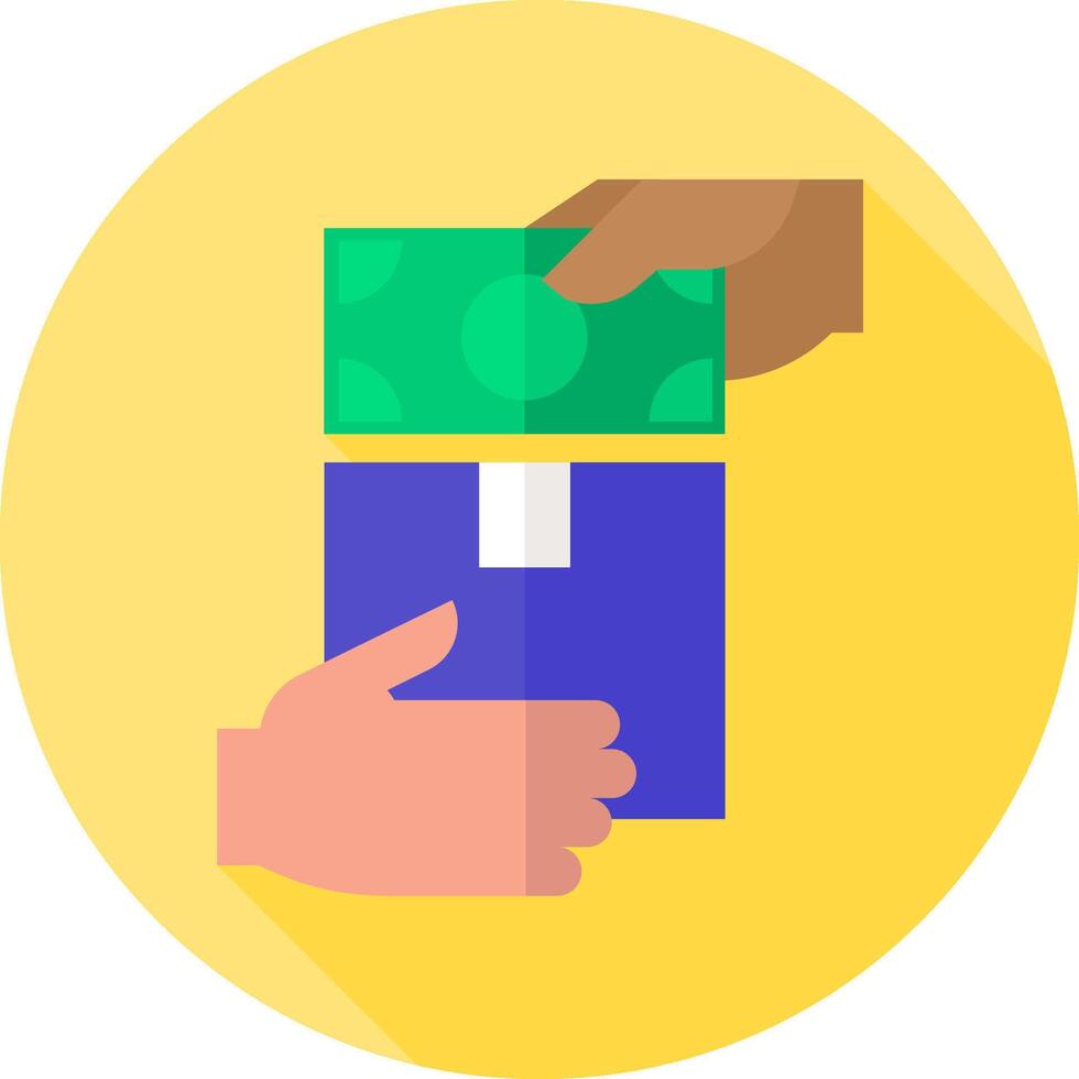A hand holding a green box with money in it vector
