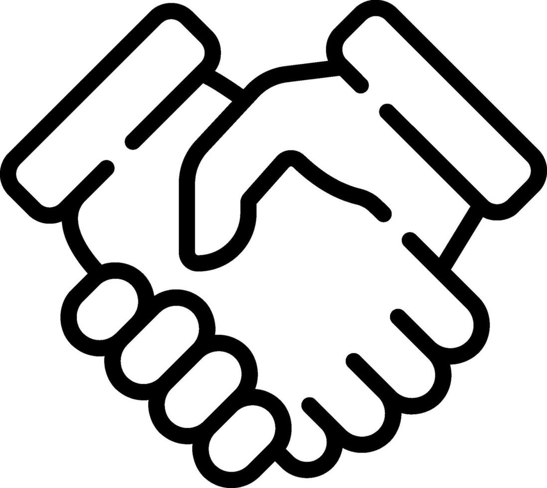 A black and white illustration of two hands shaking vector