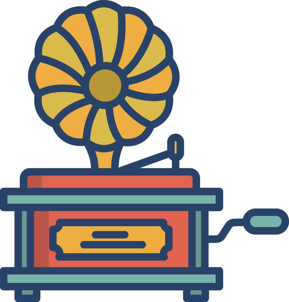 An old gramophone with a flower on top vector