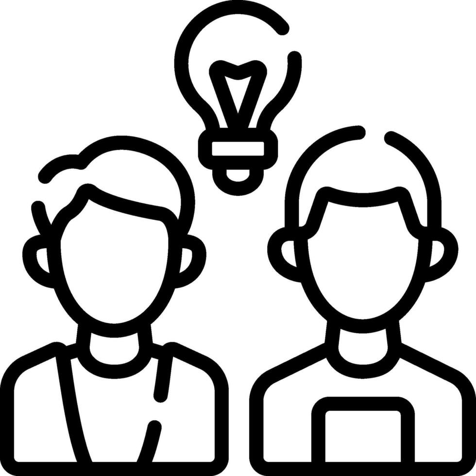 Two people with a light bulb above their heads vector