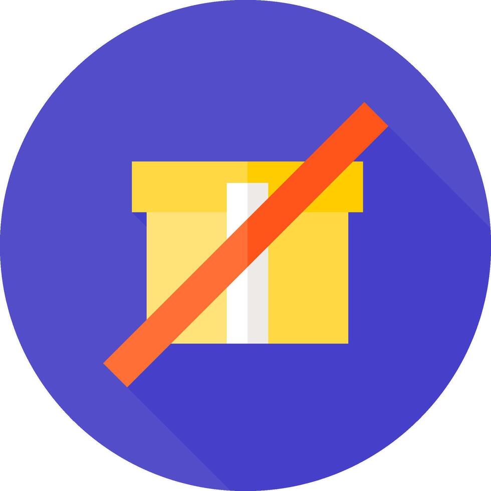 A flat icon of a box with a red line through it vector
