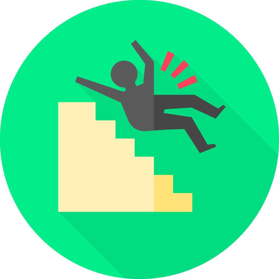 A man falling down stairs with a red arrow pointing to him vector