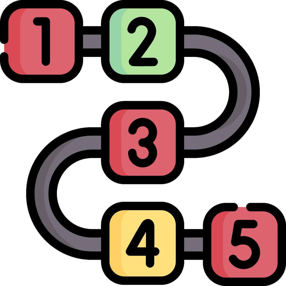 A colorful number line with four numbers vector
