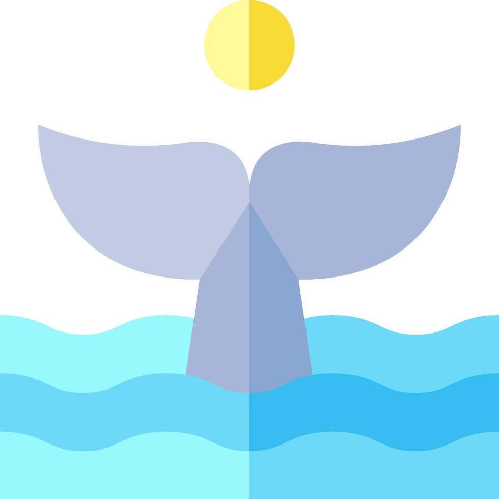 A whale tail with a sun in the background vector