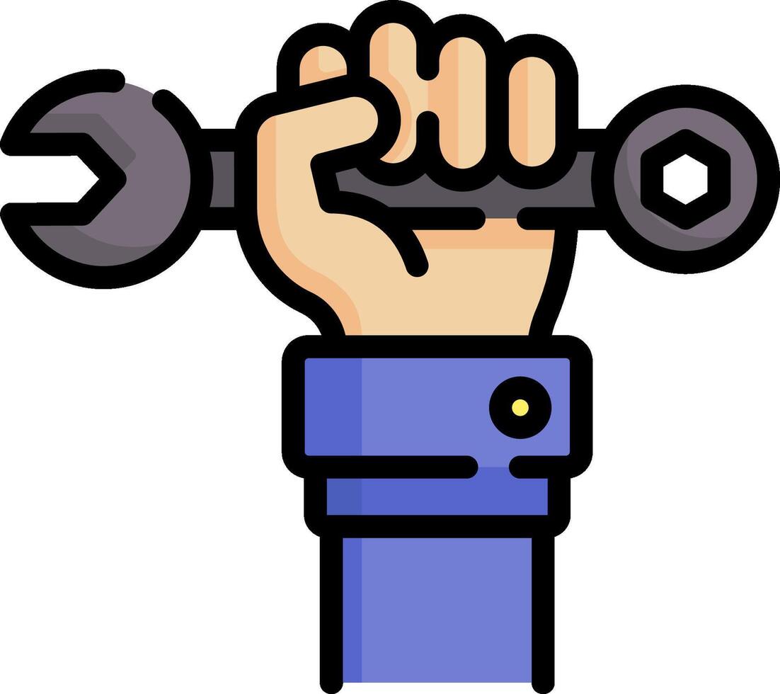 Hand holding wrench icon illustration vector