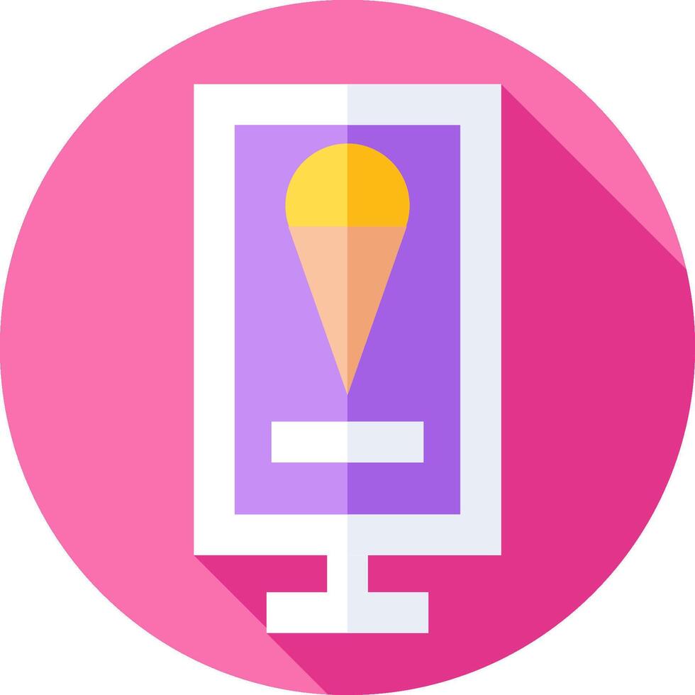 A flat icon of an ice cream cone on a computer screen vector
