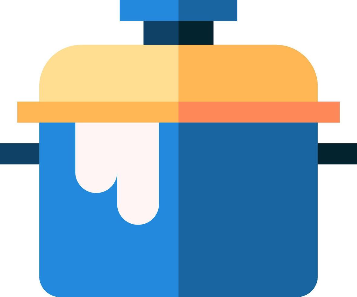 A blue pot with a yellow lid and handle vector
