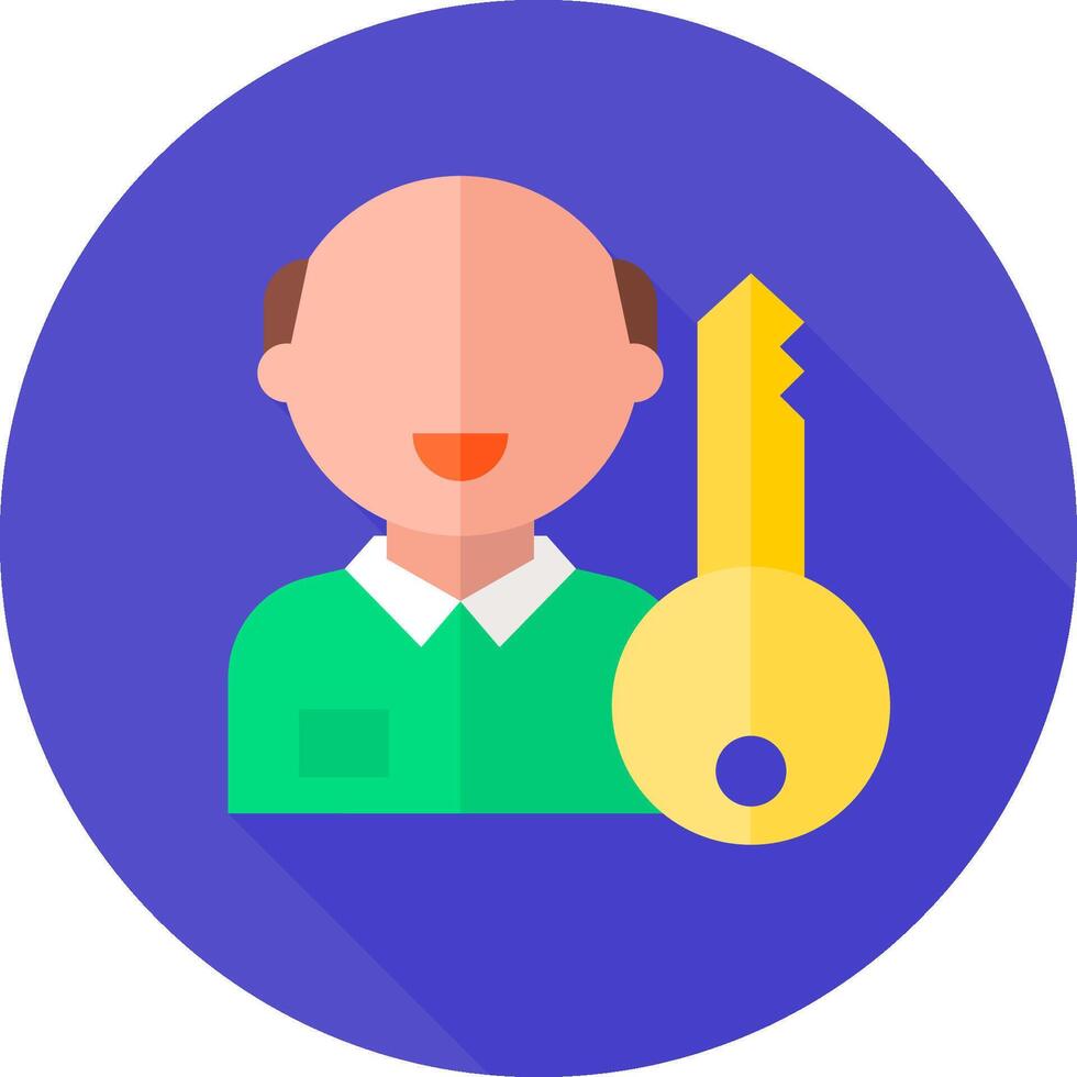 A man holding a key and a key icon vector