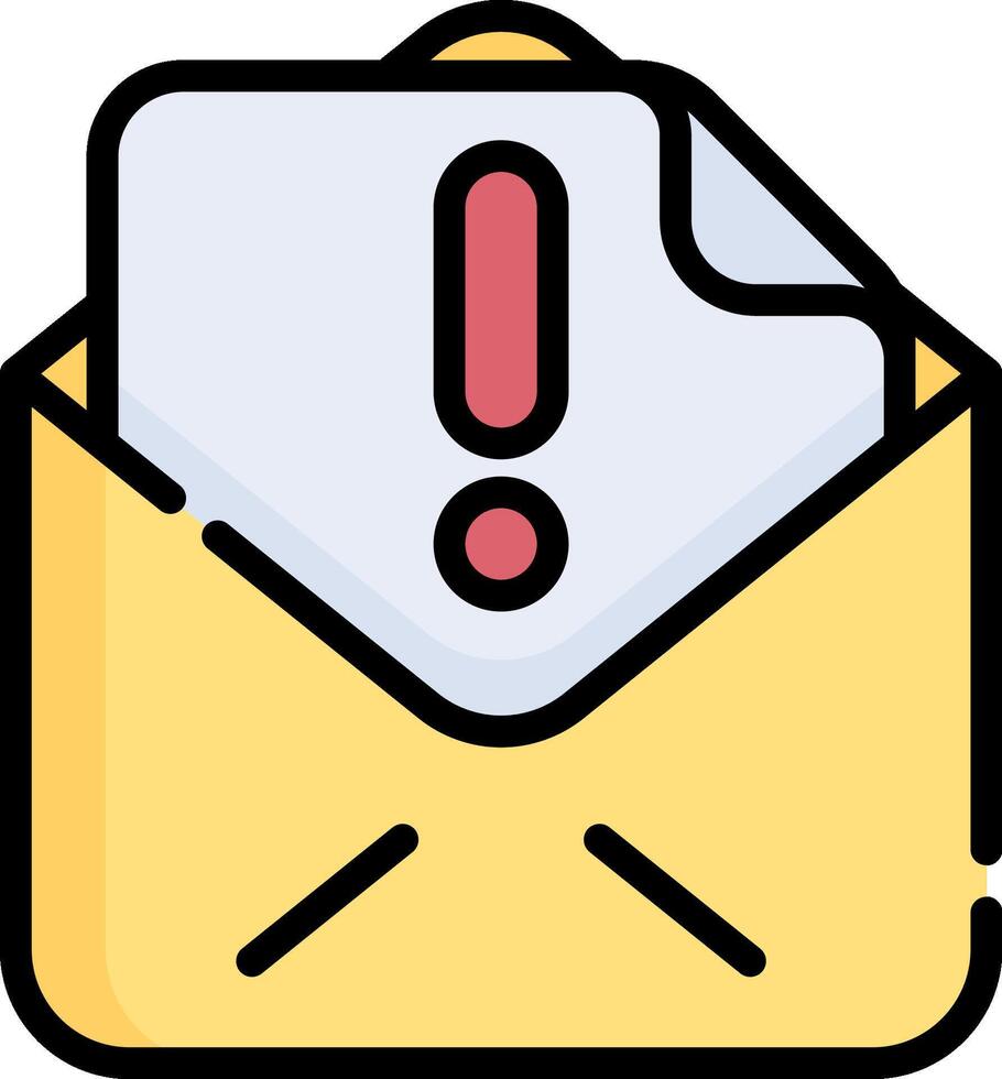 An email envelope with an exclamation mark on it vector