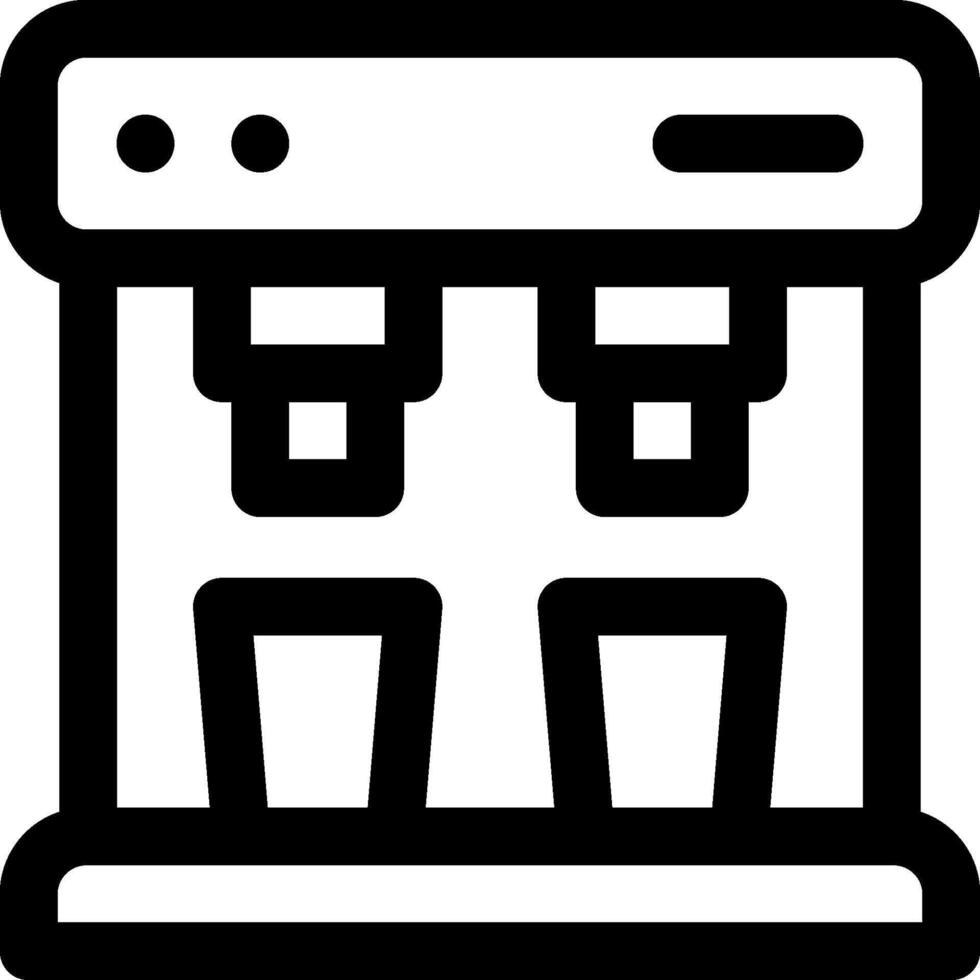 A black and white icon of a refrigerator vector