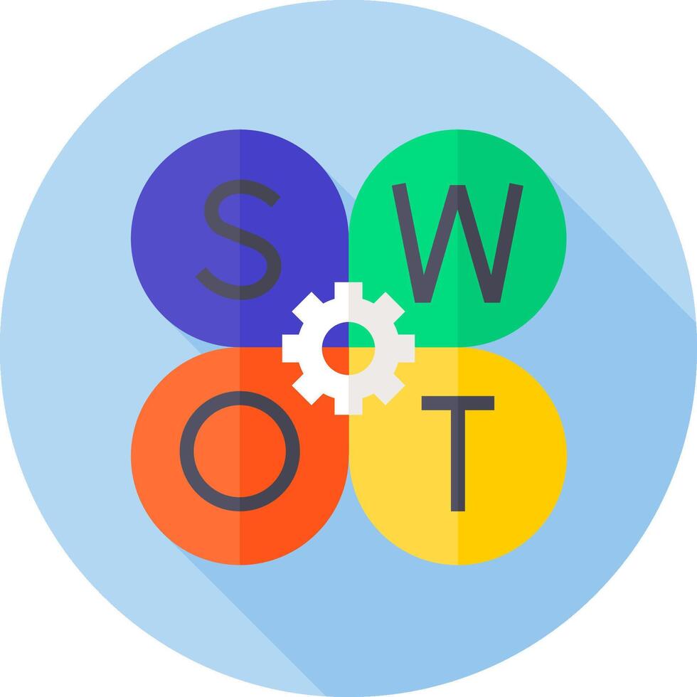 Swot logo with colorful gears and gears vector