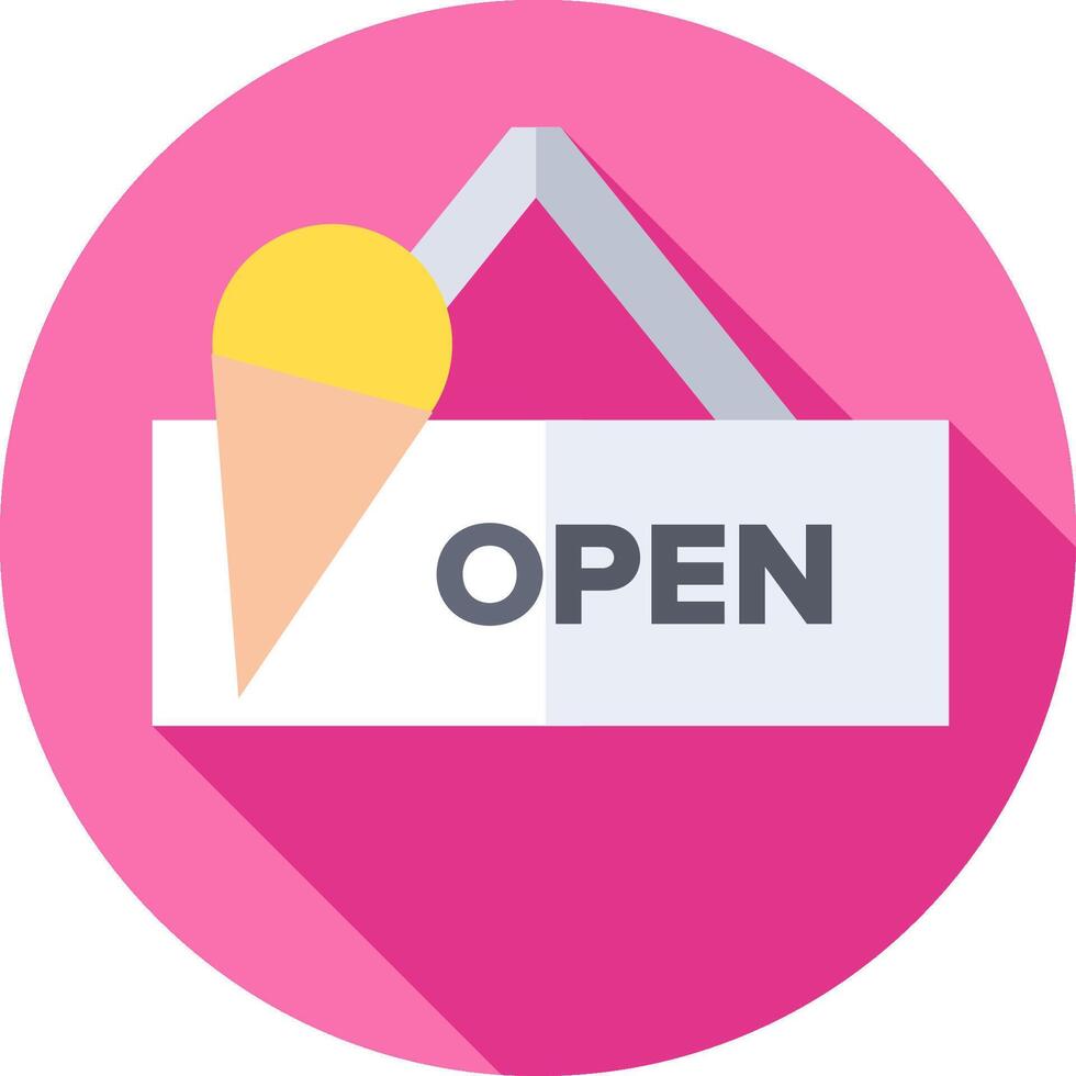 Open sign with ice cream cone on pink background vector