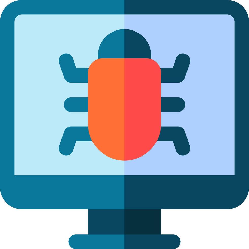 A computer screen with a bug on it vector