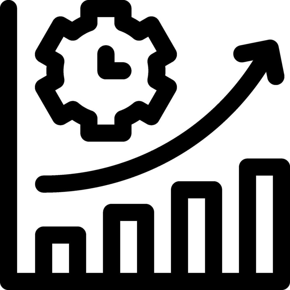 A graph with a clock and a gear vector