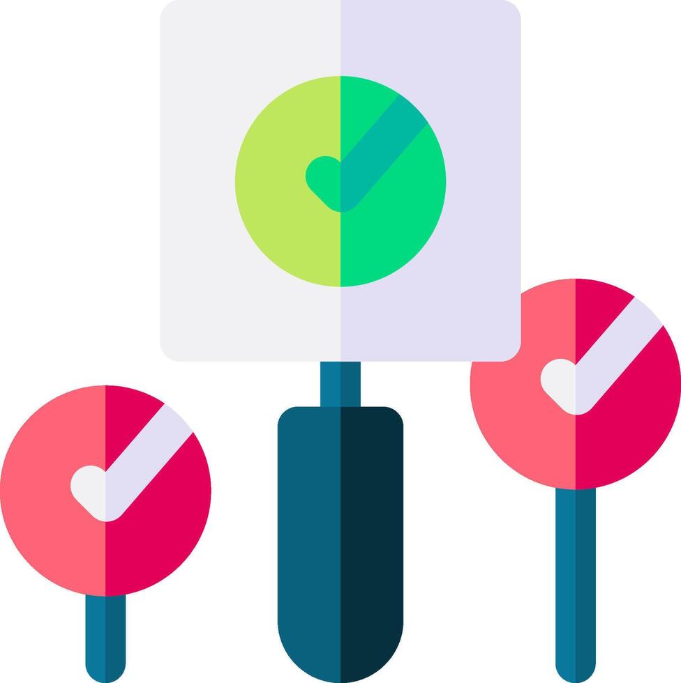 A green check mark and three lollipops vector
