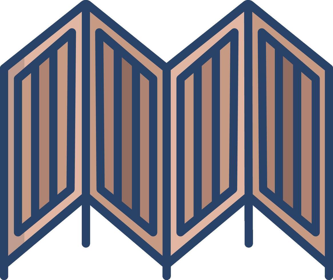 A wooden partition with three panels vector