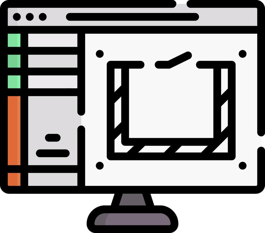 un computadora monitor con un pantalla y un teclado vector