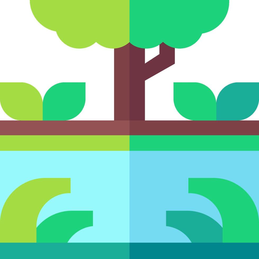 A flat icon of a tree and water vector