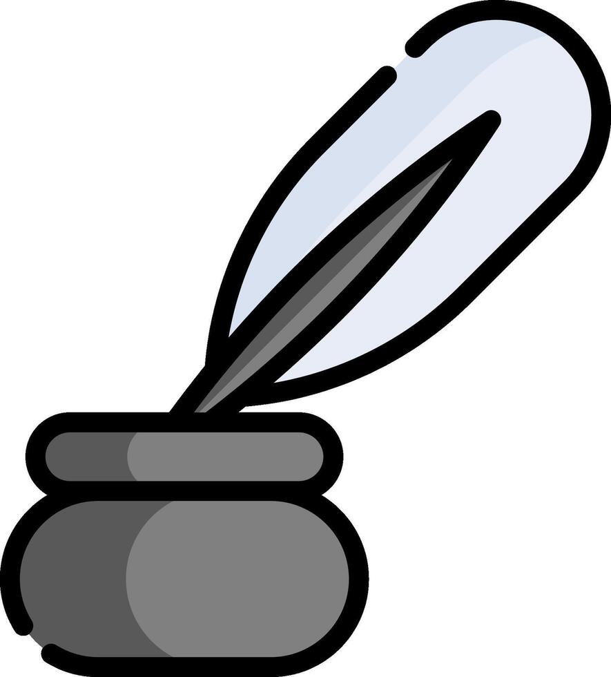 A black inkpot with a quill pen in it vector