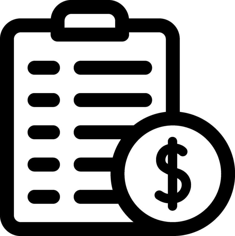A black and white clip board with a dollar coin vector