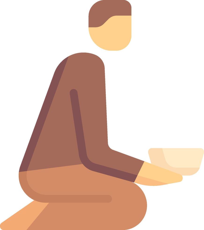 A man sitting down with a bowl of food vector