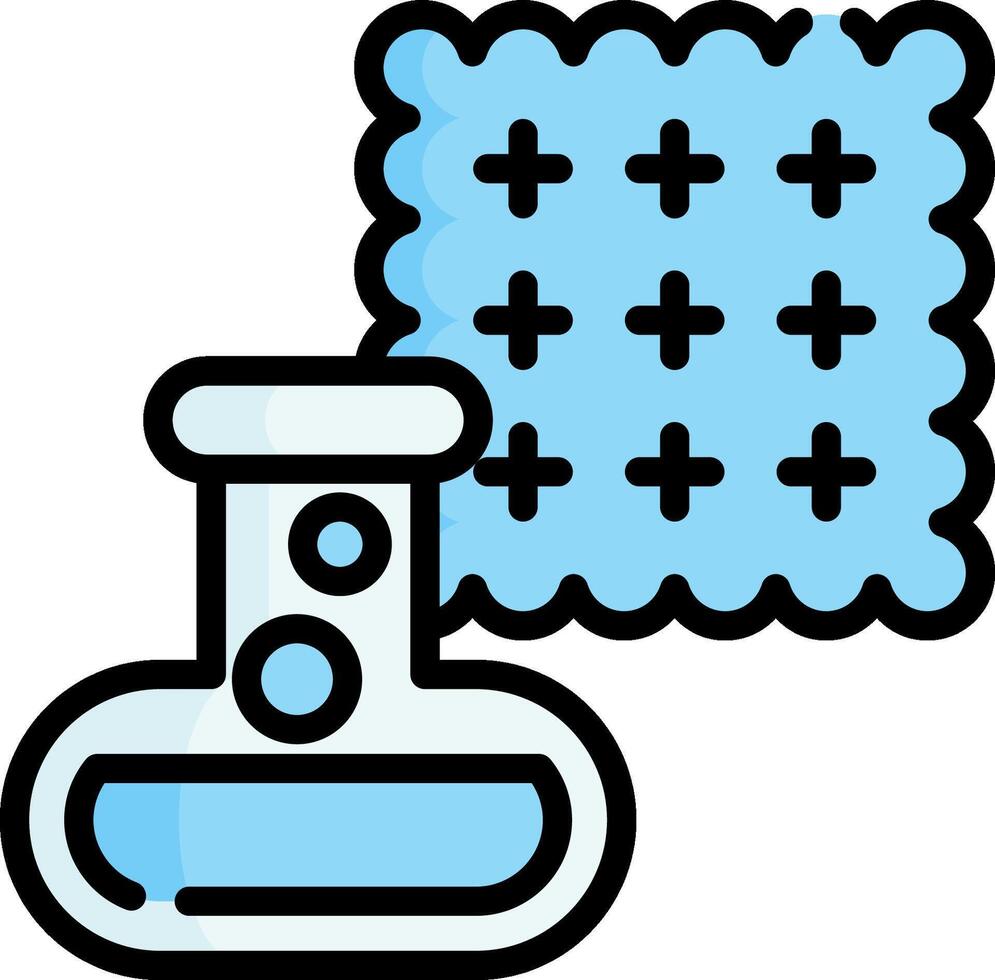 A blue and white lab beaker with a blue cloth vector
