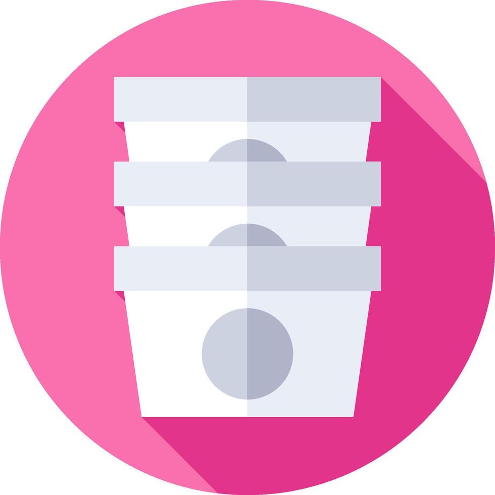 A stack of ice cream containers on a pink circle vector