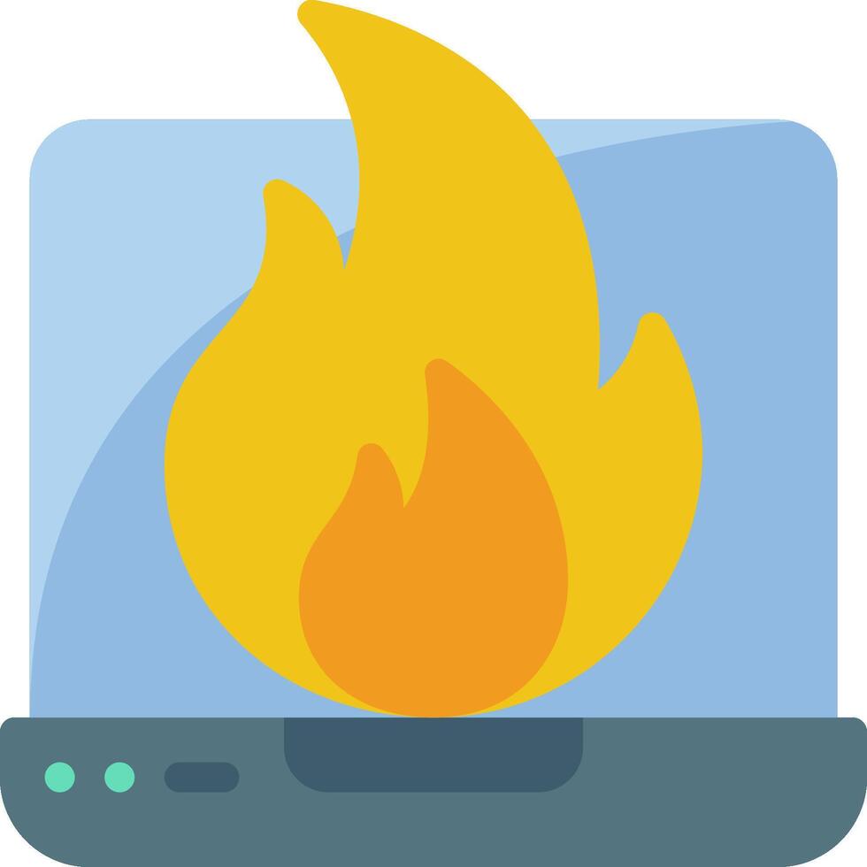 Fire on laptop icon vector