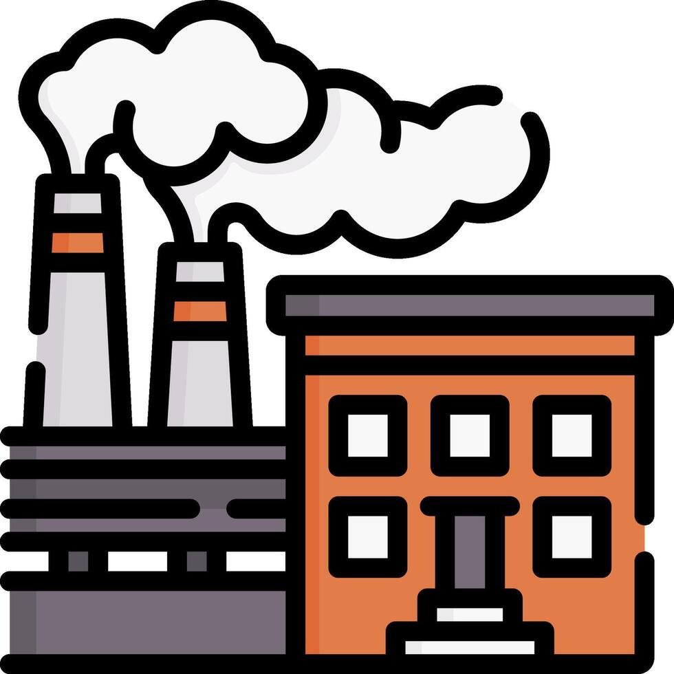 An industrial factory with smoke coming out of the chimneys vector