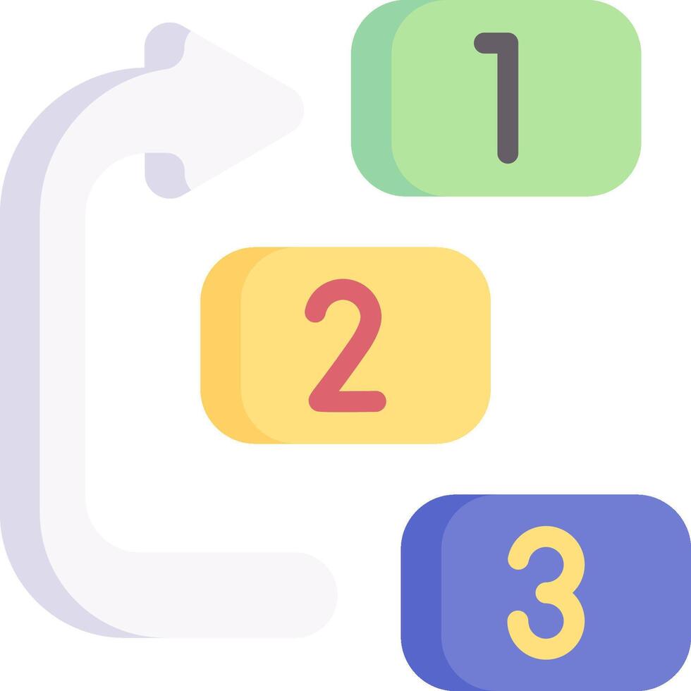 A colorful arrow pointing to the number one and two vector