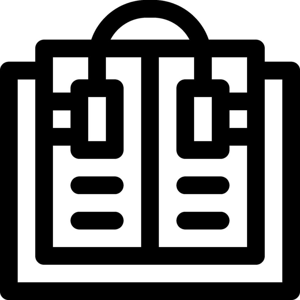 A black and white icon of a briefcase vector