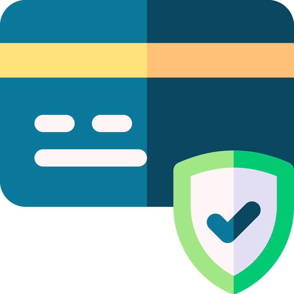 Credit card icon with shield and check vector