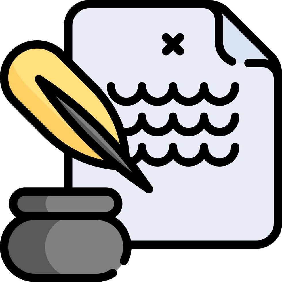 A pen and paper with a quill and ink vector