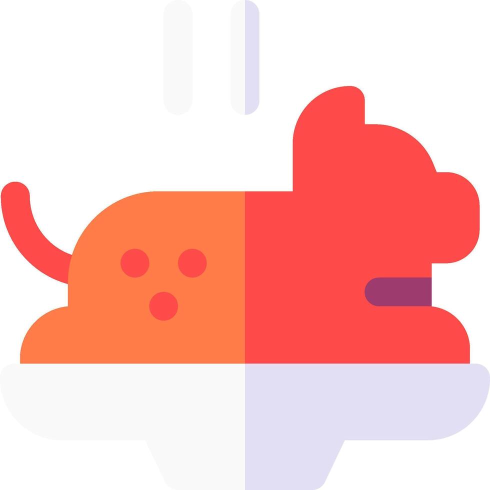 A cat is sitting on a plate with a bowl of food vector