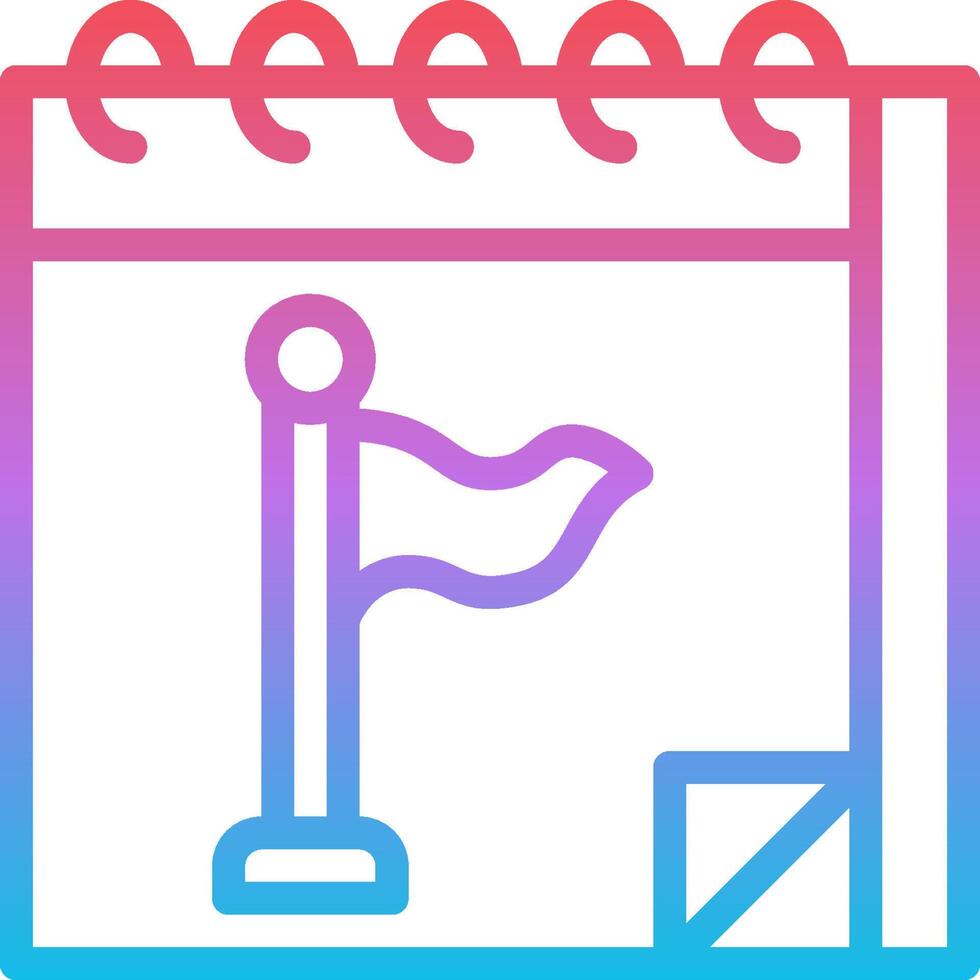 A calendar icon with a flag on it vector