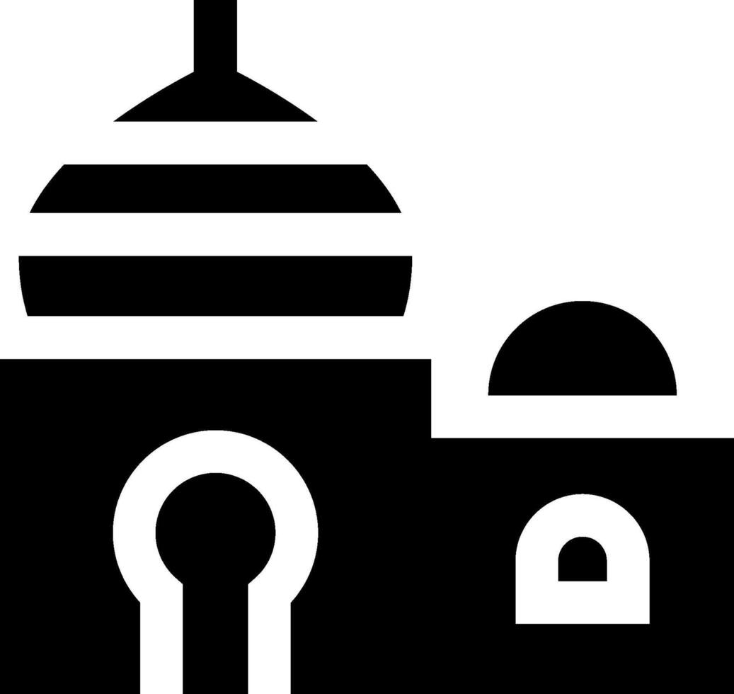 A black and white icon of a mosque vector